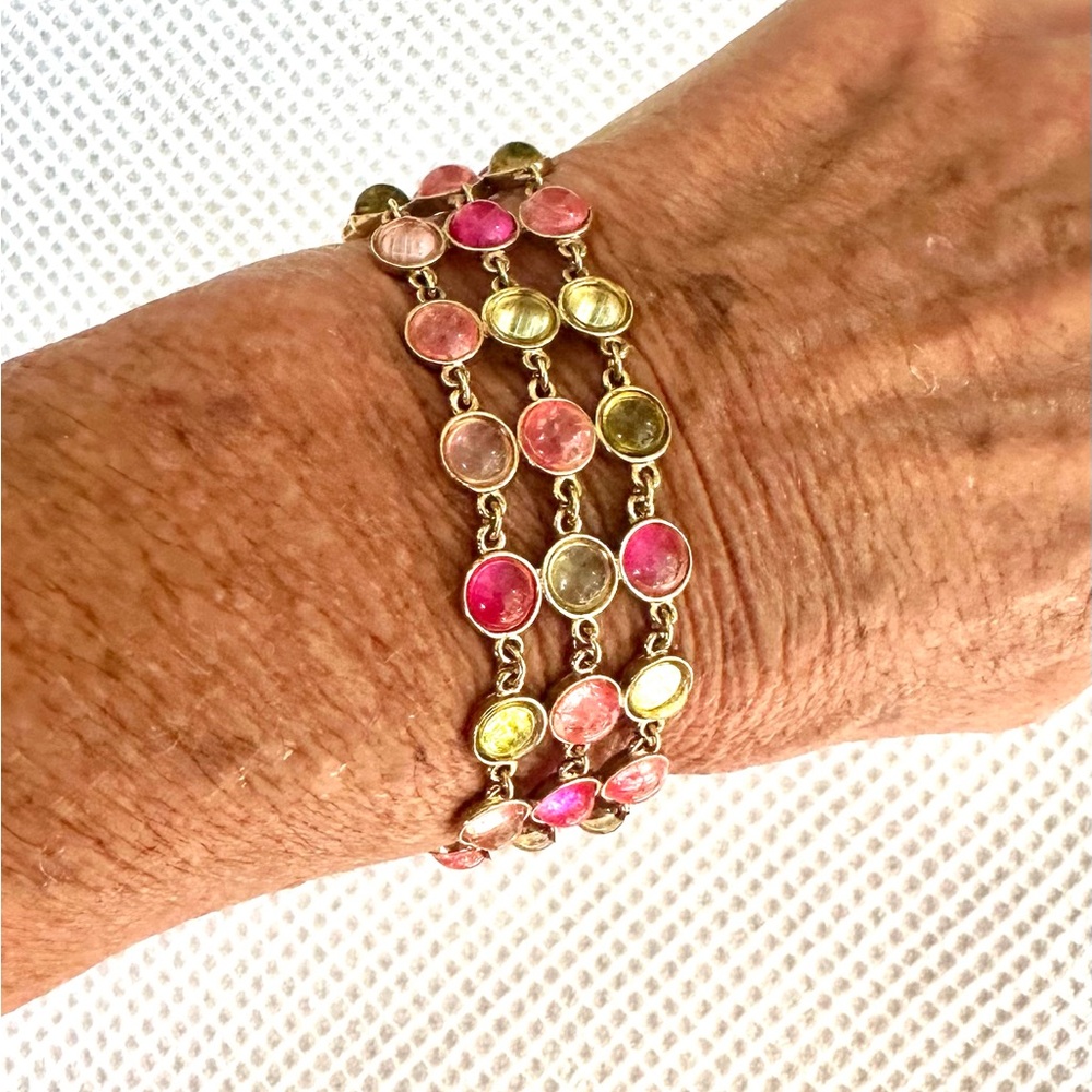Vintage Monet Gold Triple Strand Bracelet EUC